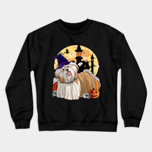 Shih Tzu Halloween Witch Pumpkin Crewneck Sweatshirt